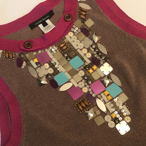 Nanette Lepore Dress Sleeveless Beaded Brown Knit Size S Small - Picture 3 of 12